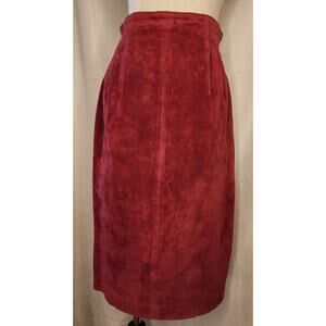 Vintage Suede Red Long Skirt 1970s Lord & Taylor Size 6